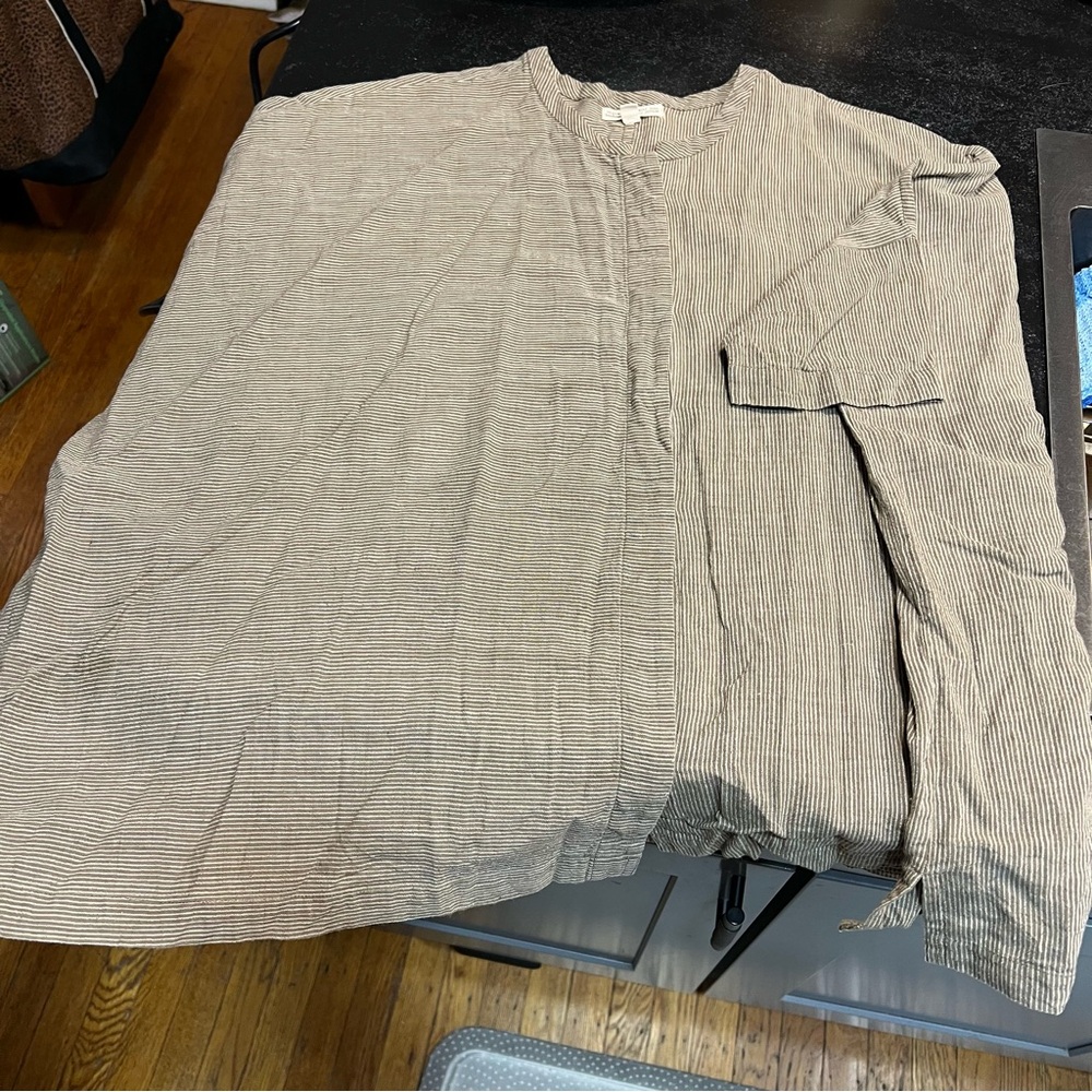 Maiwa Handwoven Striped Button Down Shirt Boho